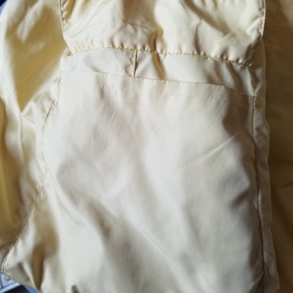 Vero Puimino Real Feather Embroidered Reversible Pale Yellow Puffer Jacket Sz S - Picture 16 of 16